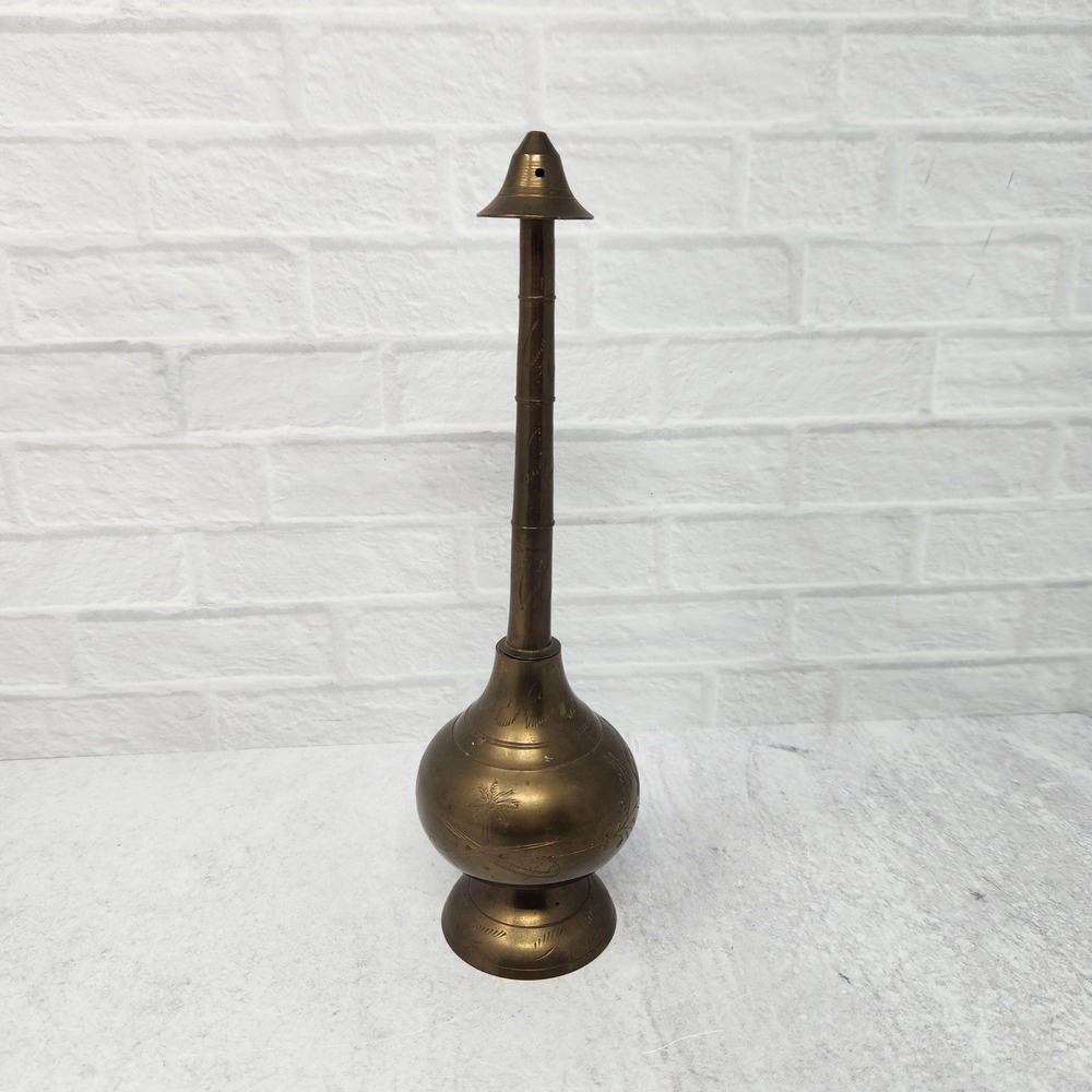 Antique Indo-Persian Brass Rose Water Sprinkler Bottle Vintage‎ Brass